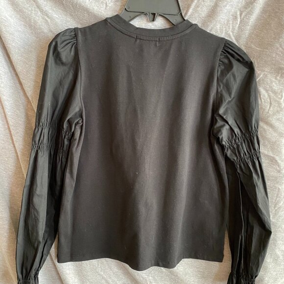 GB GIANNI BINI Women's Size Small YXL Ruffle Sleeves Top Bohemian Black - Picture 3 of 6